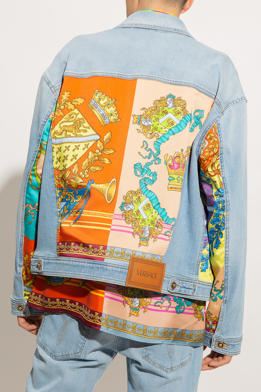 Denim jacket Versace - Fila stripe-print logo-patch polo